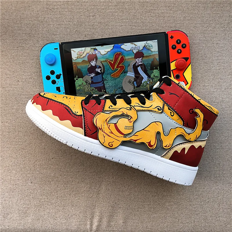 Japan New Fashion Naruto HIP-HOP Breathable Cartoon Mens Canvas Sneakers High Top Vulcanized Shoes Men Canvas Casual Shoes