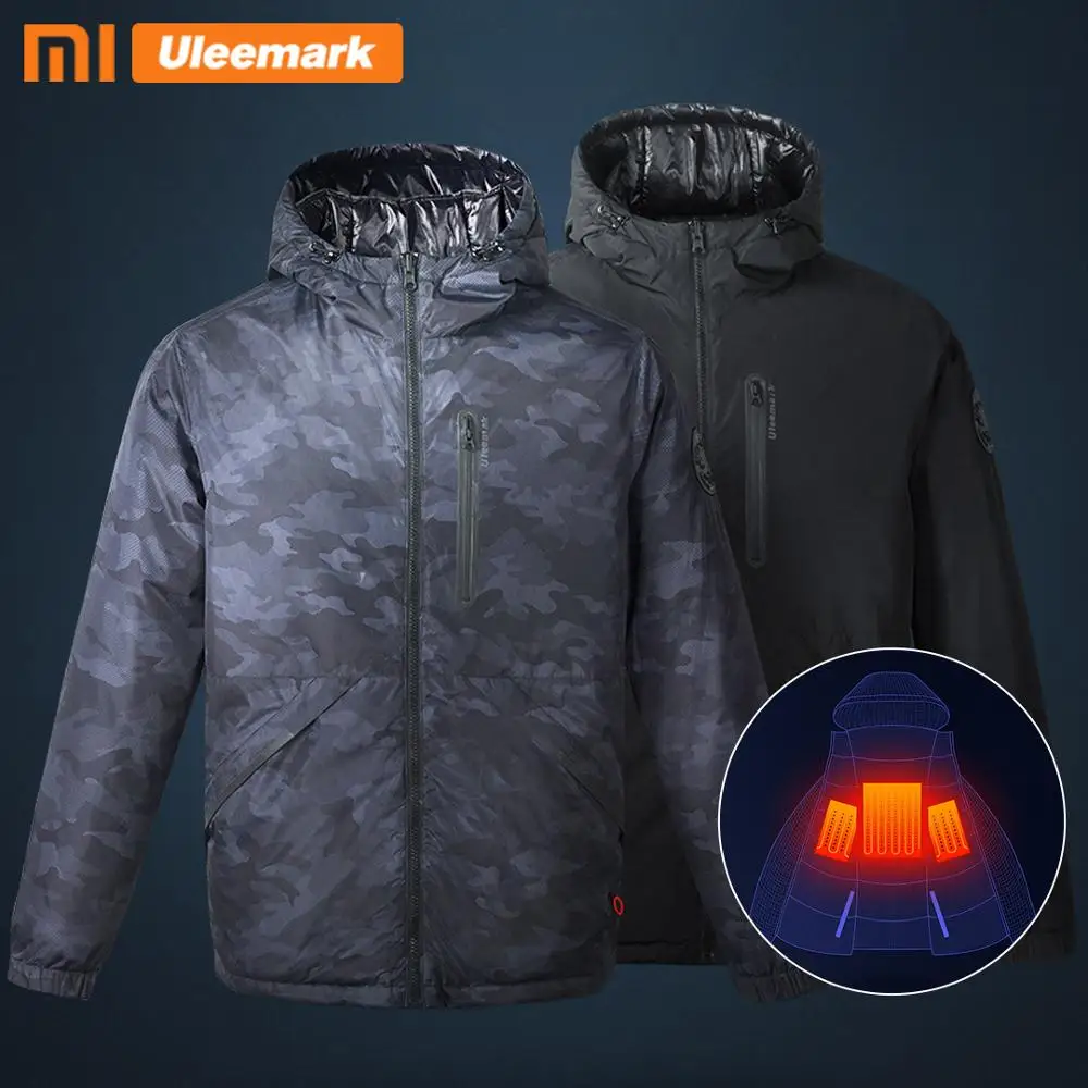 

Xiaomi Men's Electric Heated Down Jacket Hooded Lightweight Waterproof Winter Coat Uleemark