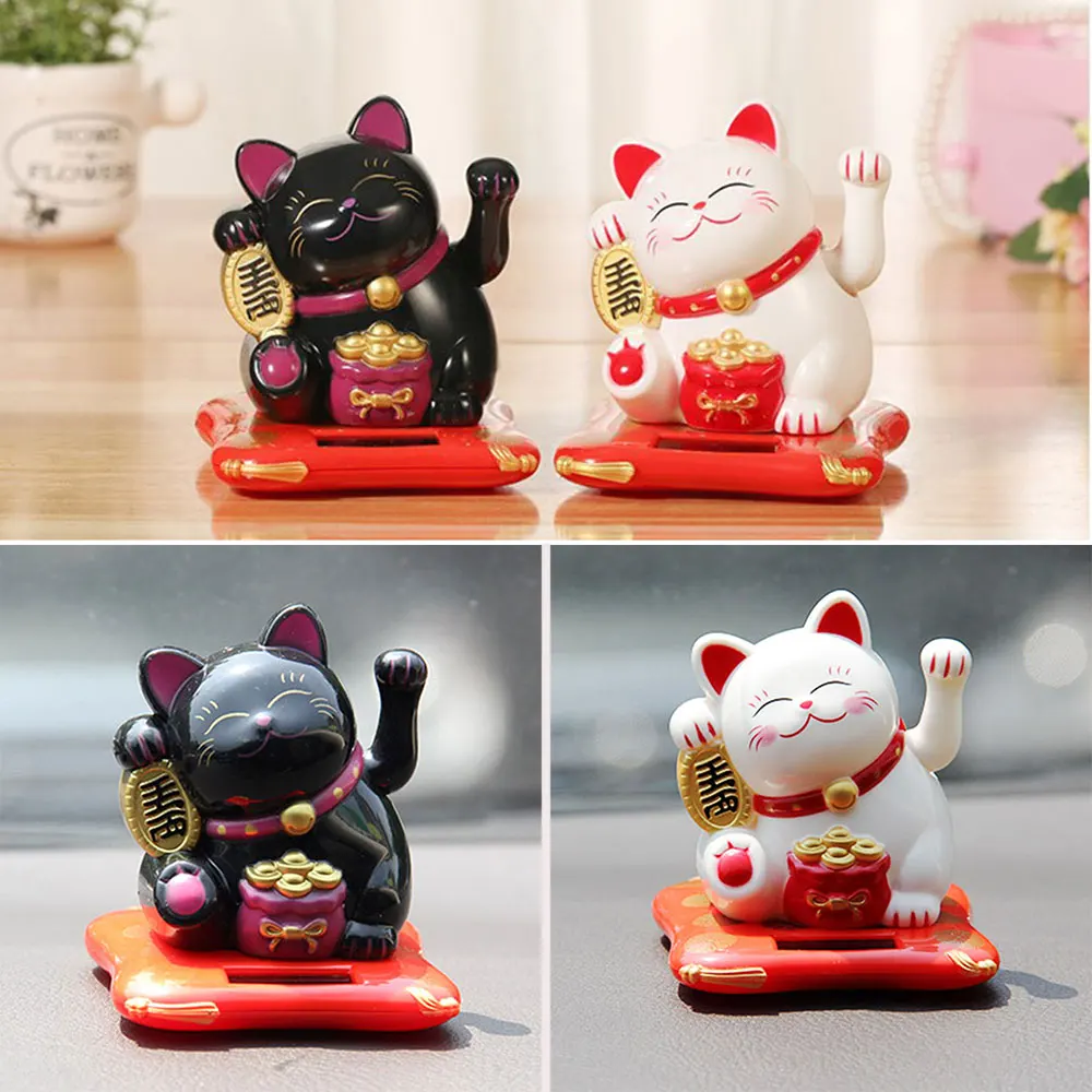 Черный и белый двухцветный милый lucky cat Отель Ресторан семейный автомобиль солнечные украшения сувенир