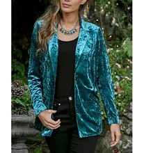 

Velvet Female Blazer Women Spring Long Sleeve Casual Blazer for Women 2022 Solid Women Blazers and Jackets Femme Button Coat