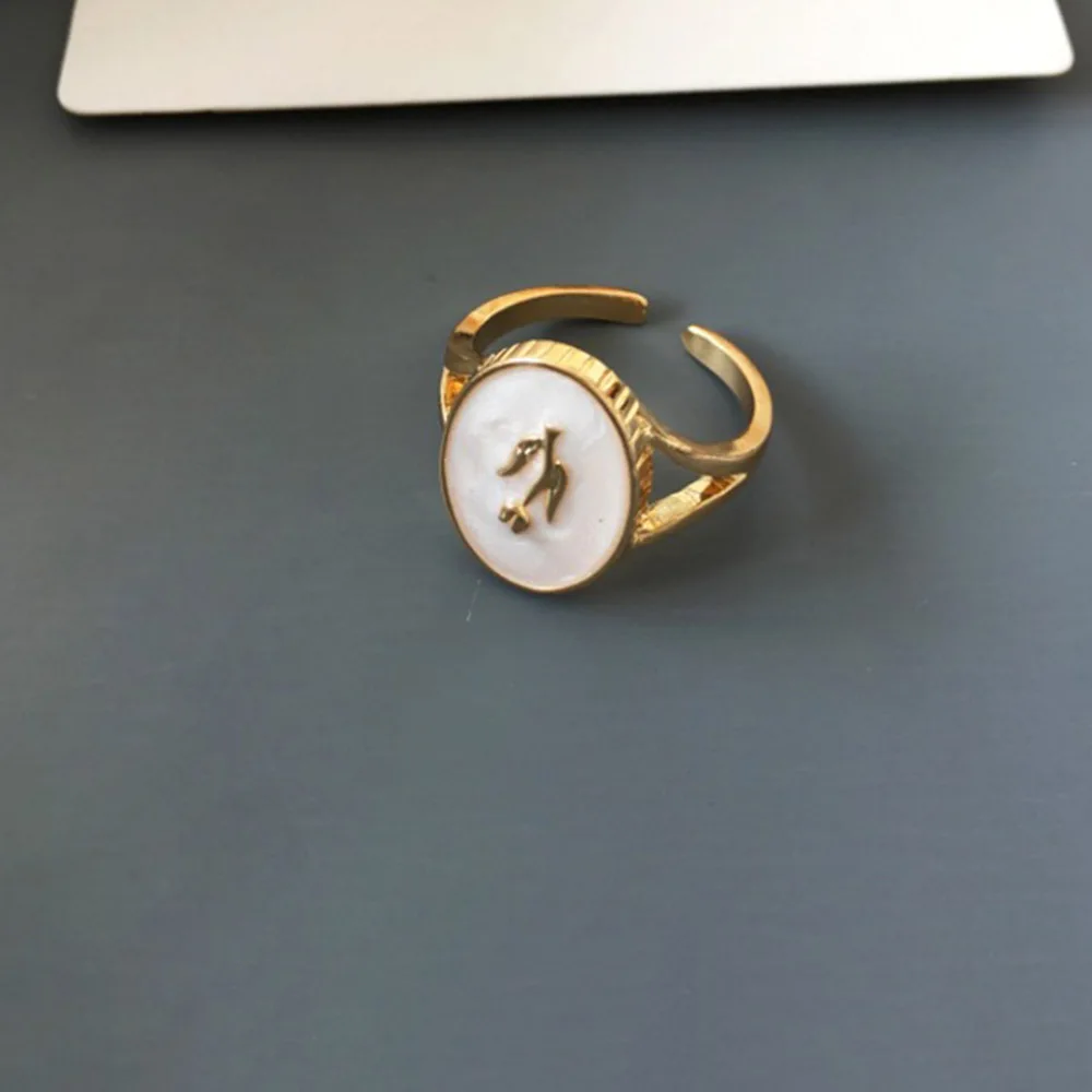 New Korean Jewelry Simple Gold Color Geometric Oval Adjustable Open Rings For Women Enamel Flower Ring Wedding Party Gift | Украшения и