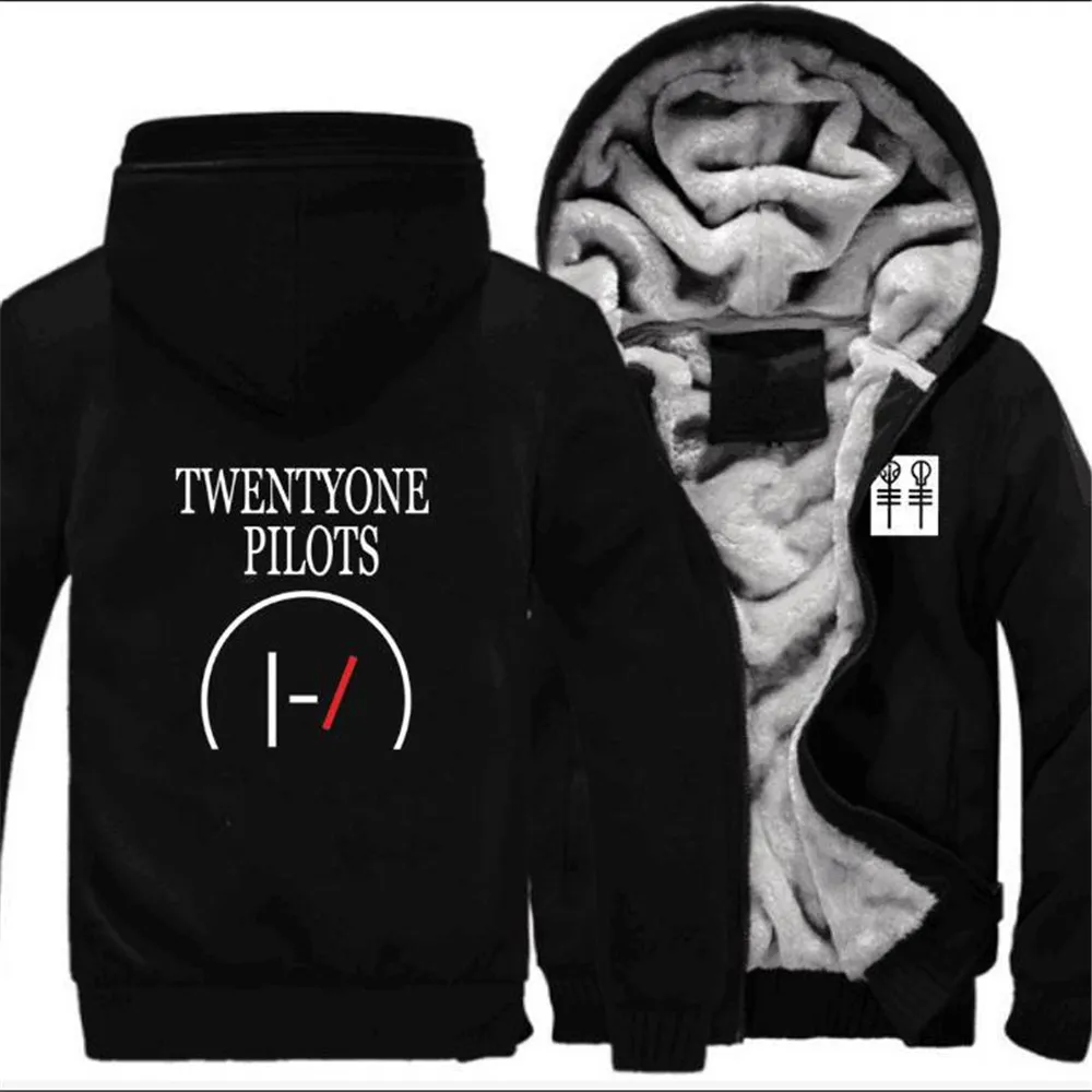 Новая мода Twenty One Pilots мужская толстовка с капюшоном на молнии уличная зимняя хлопковая плотная Удобная теплая куртка