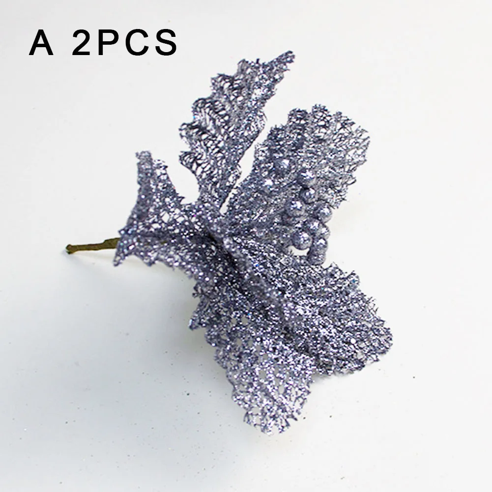 Искусственный цветок для комнаты пластиковый Блестящий поддельный орнамент 2 шт.