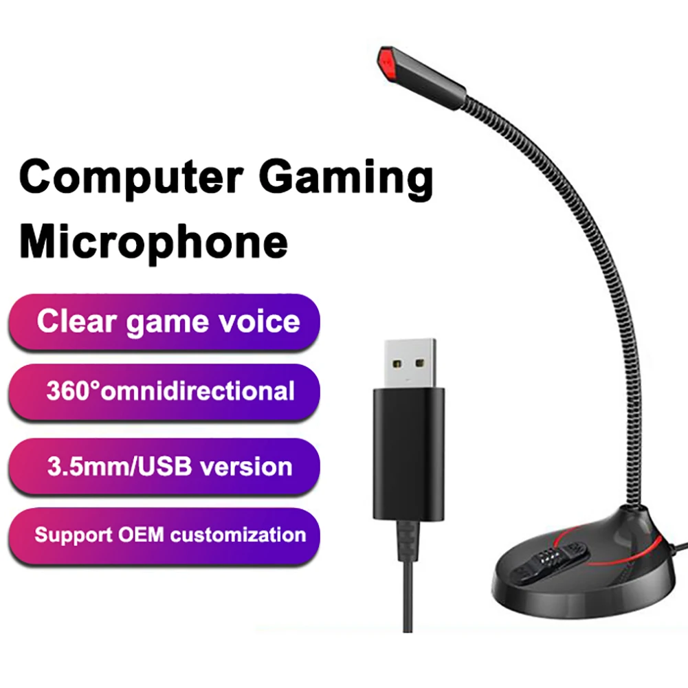 

Gaming Microphone USB 3.5mm for Computer microphone desktop PC microphone Volume Adjust Switch Recording Chatting Mic
