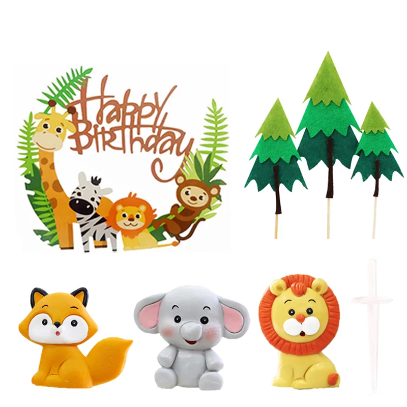 PRETYZOOM 16 peças de topo de bolo, desenho animado, selva, estampa de  animal, para escrever em branco, para festas de aniversário, cupcakes,  festivais, artigos de bolo, decoração de bolos de festa