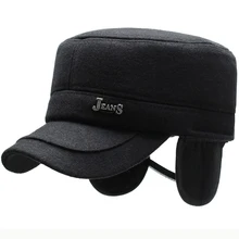 HT2617 зимняя бейсболка для мужчин толстые теплые ушные лоскуты папа шляпа мужская Регулируемая шерстяная, фетровая шляпа бейсбольная шляпа плоский Топ армейская Кепка