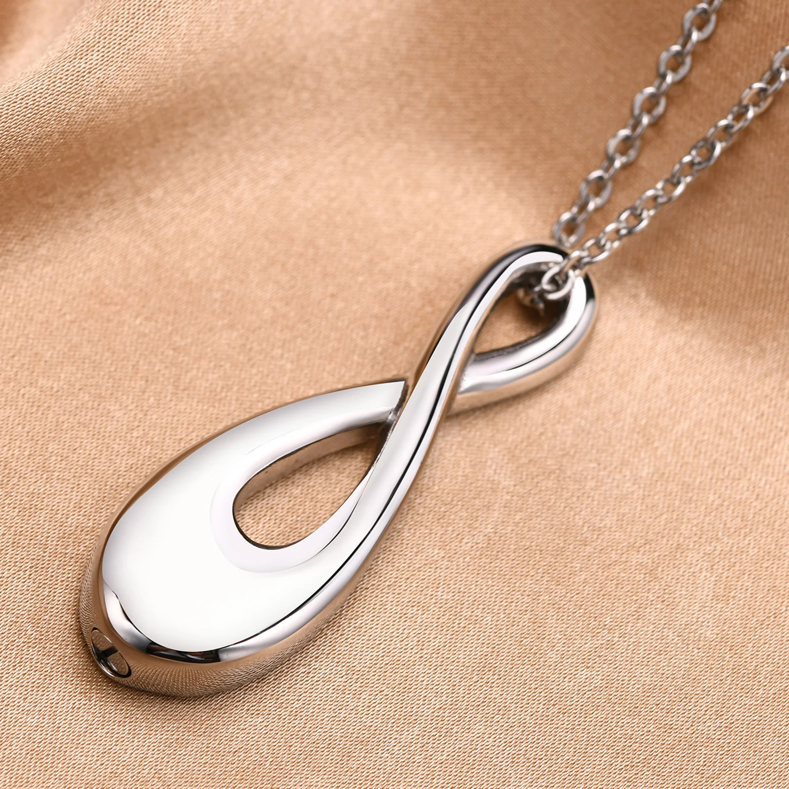 Infinity Cremation Urn Necklace for Cats Kitty Memorial Silver