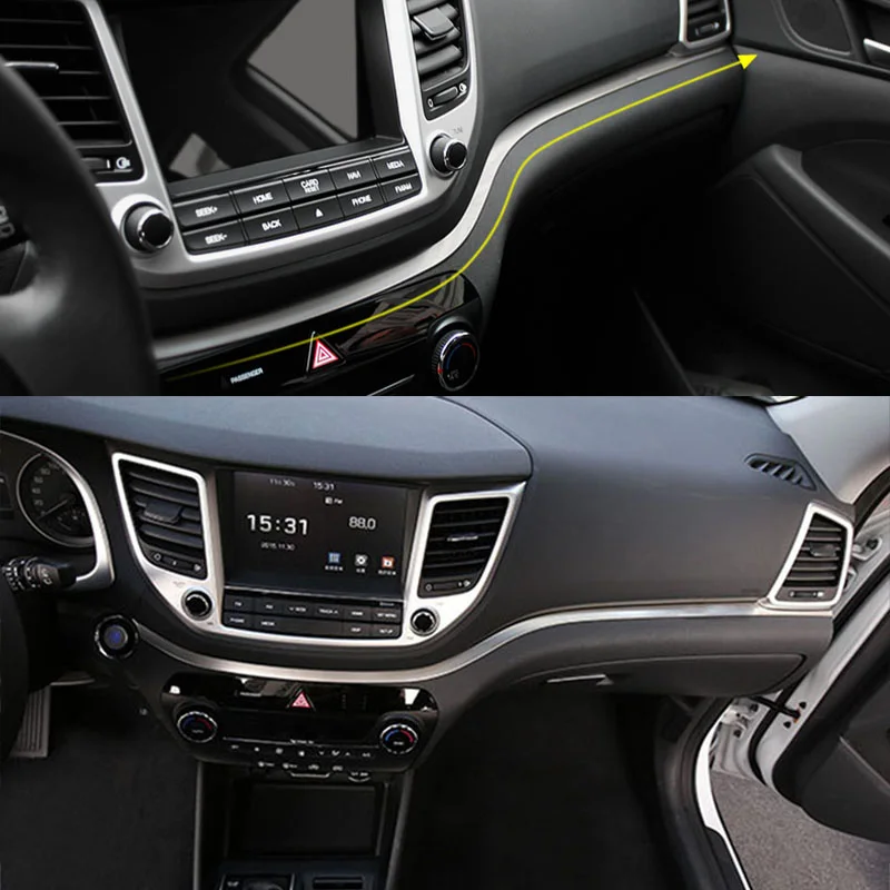 Для Hyundai Tucson приборная панель из нержавеющей стали отделка центральной консоли Панельное литье декоративный интерьерный Декор Гарнир