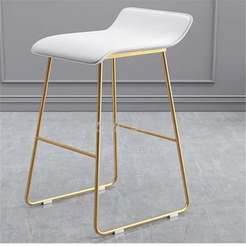 

21%New Nordic Bar Stools Cafe Lounge Stool Simple Bar Stool Designer Wrought Iron Gold High Chair Padded Bar Chair
