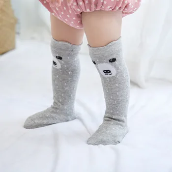 

Cute Baby Cartoon Sock Girls Tiny Newborn Knitted Cotton Blend Knee Socks Non-Slip