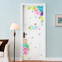 Спальня и романтическая креативная дверь стены клей бумага суккуленты цветок самоклеющиеся обои дверь клейкая бумага