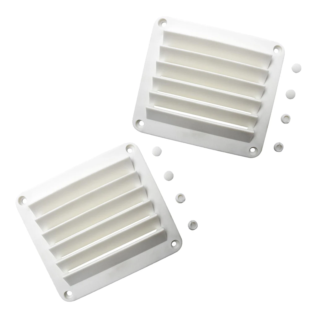 2x Louvered Vents Round Plastic ABS White 5-1/2 x 4-7/8inch Sail Boat