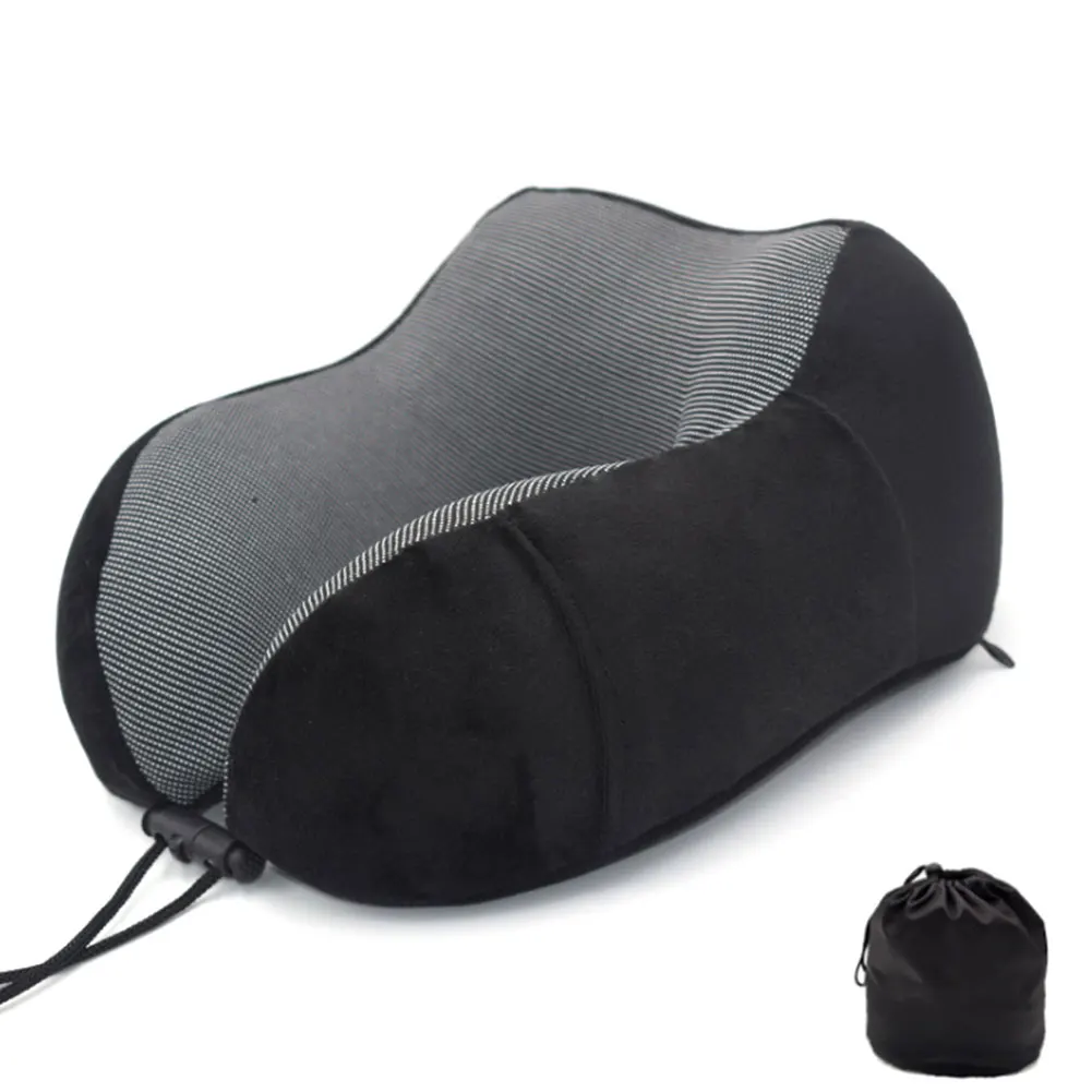 Новые u-образные подушки для шеи из пены памяти, мягкие, медленный отскок, дорожная подушка, твердый шейный затылочный медицинский постельные принадлежности, Прямая - Цвет: black