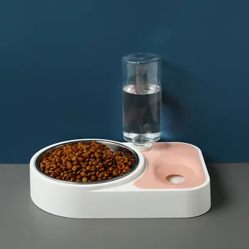 

Dog Bowl Wet Mouth Dual-purpose Pet Bowl Cat Automatic Water Feeder Pet Double-bowl Automatic Drinking Basin