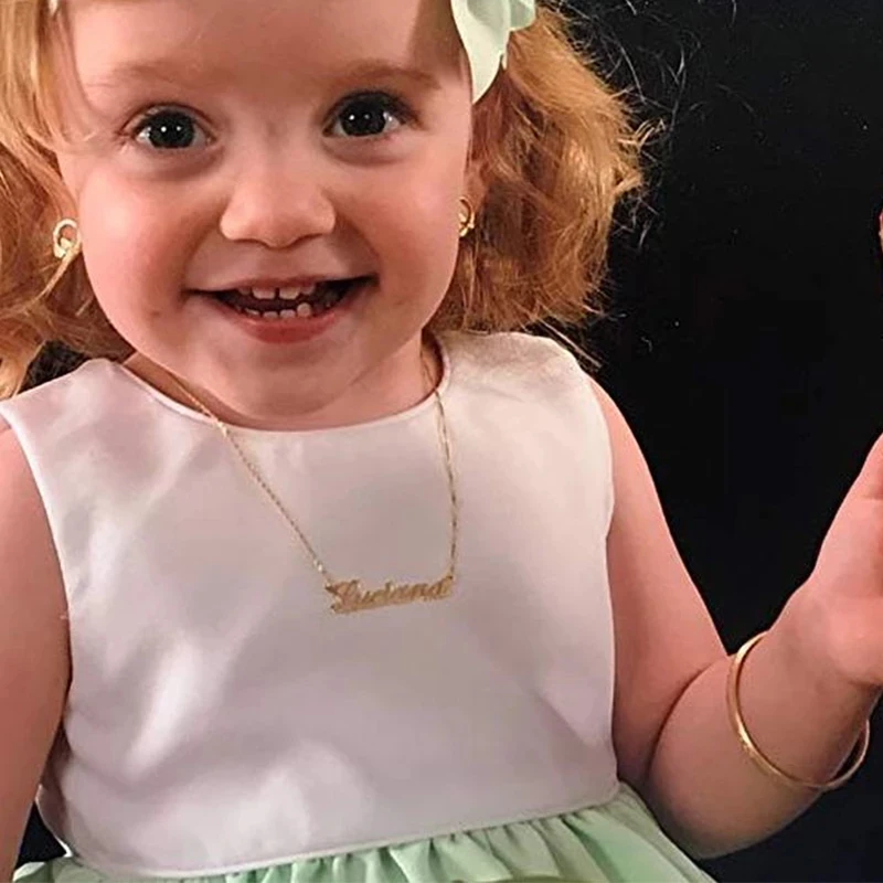 Personalized baby name necklace gold chain child boy girl necklace