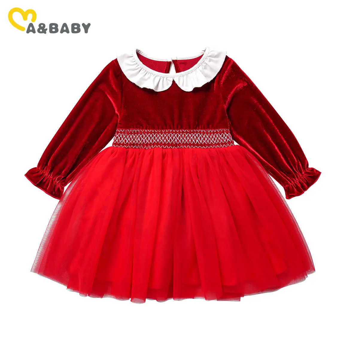 

Ma&Baby 1-5Y Christmas Toddler Kid Baby Girls Red Dress Lace Tulle Tutu Party Dresses For Girl New Year Velvet Xmas Costumes
