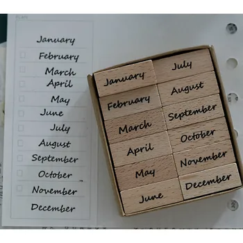 

Cool Week And Month Theme Wooden Stamps Set 65mm*65mm DIY Journal Diary Sticker Decoration Supplies