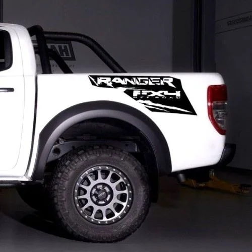 For 2Pcs/Pair FORD RANGER Wildtrak logo side bed stripe graphics decal sticker tailgate custom