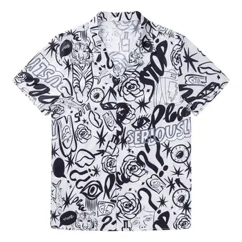 

Man Hawaiian Casual Shirt Male Summer White Shirts Men's Printed Short Sleeve Social Shirt Fashion Loose Chemise Homme 2020