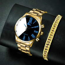 

Luxury Mens Watch Creative Fashion Mens Two-color Splicing Watches Men Stainless Steel Gold Bracelets Quartz Wrist Watch