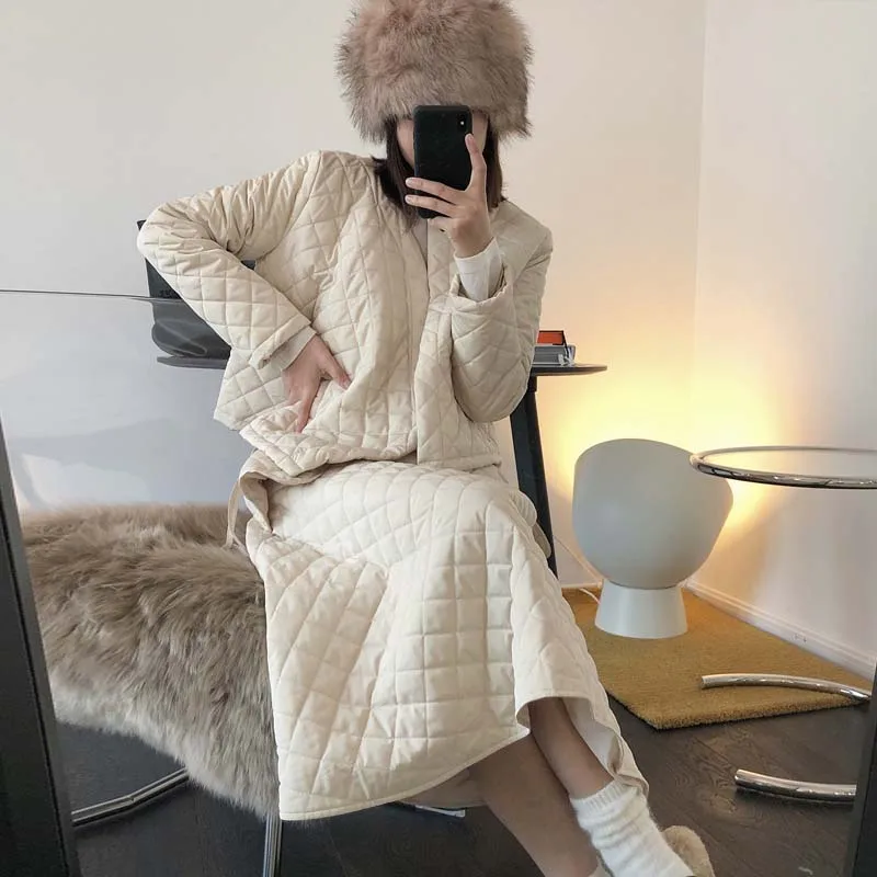 Женская зимняя теплая куртка YNZZU 9O136 с хлопковой подкладкой Повседневная Длинная