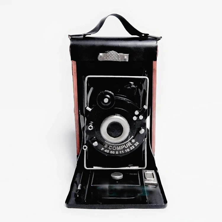 

22cm-metal, hand-made, old camera model, retro decoration, display props, windows, creative film craft decoration