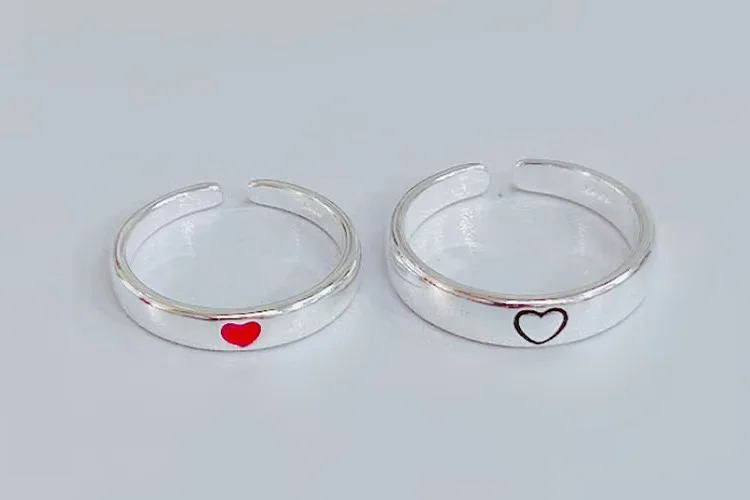 DreamySky Bijoux Boho стильные 925 пробы серебряные кольца в виде сердца для женщин Подарки большие Регулируемые кольца на палец