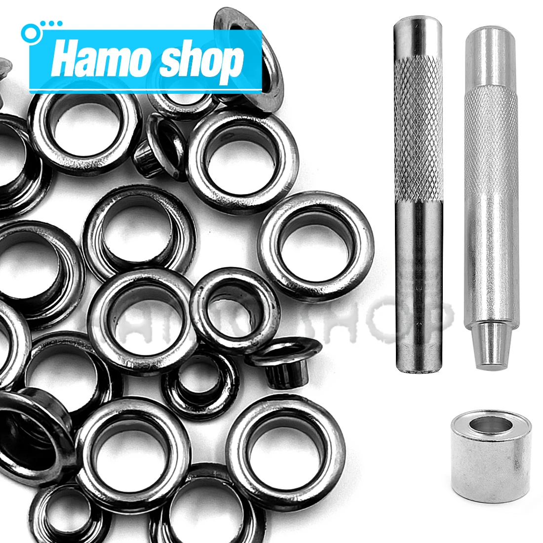Gunblack Color Metal Eyelet Grommets With Eyelet Punch Die Tool Set For Leathercraft Shoes Belt Bag Clothing Accessories 200set