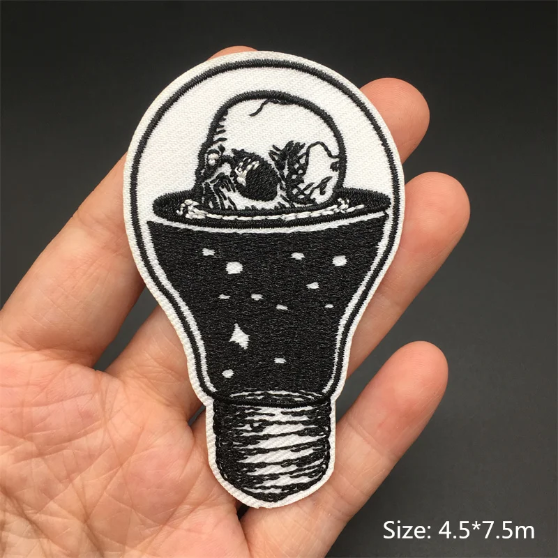 Black and White Ghost Zipper Embroidered Iron-On Punk Patches