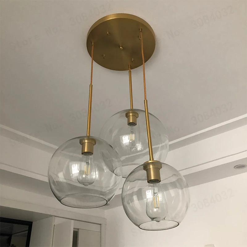 BDBQBL светодиодный 1 комплект 3 шаровая лампа современный подвесной светильник градиентный подвесной стеклянный шар лампа гостиничный бар подвесной светильник кухня столовая спальня