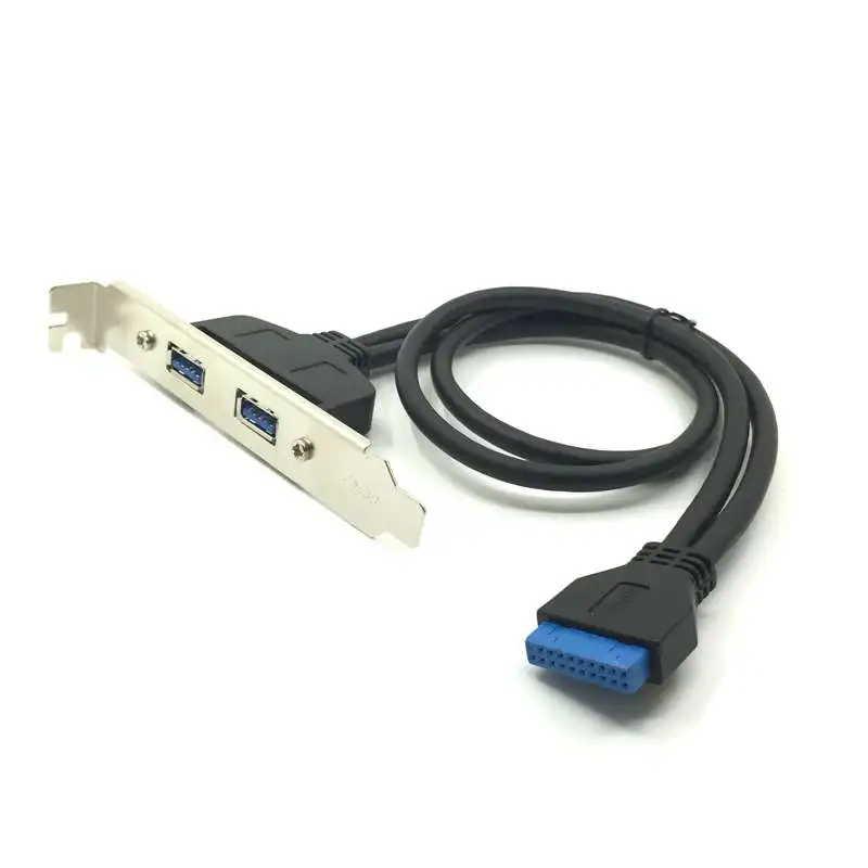 

Dual Port USB 3.0 Cable to Motherboard Mainboard 20pin Header Adapter Cable w/Rear PCI Bracket Panel 20-pins to 2 X USB A Female