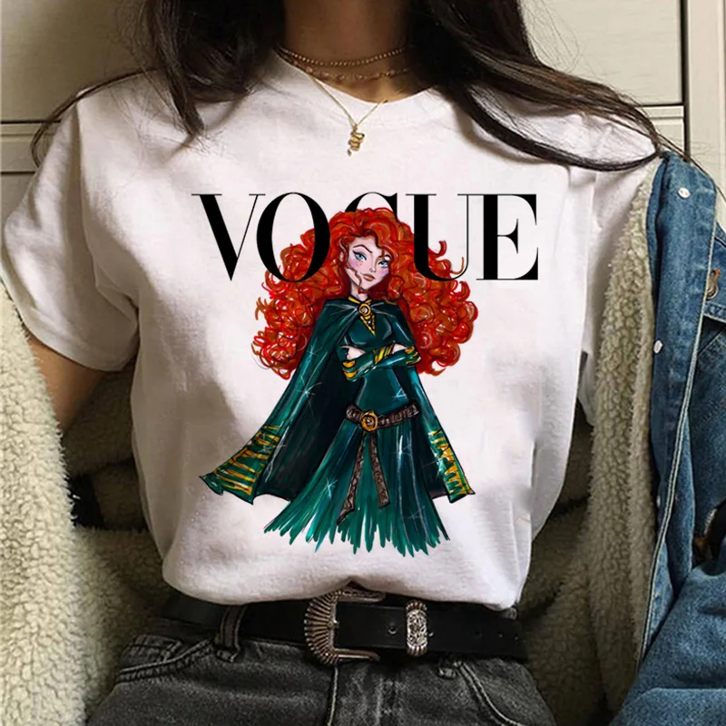 Женская рубашка Vogue Принцесса печать футболка Мода 90s Harajuku с коротким рукавом Футболка ulzzang девушка уличное платье рубашка футболка - Цвет: white-A314-11
