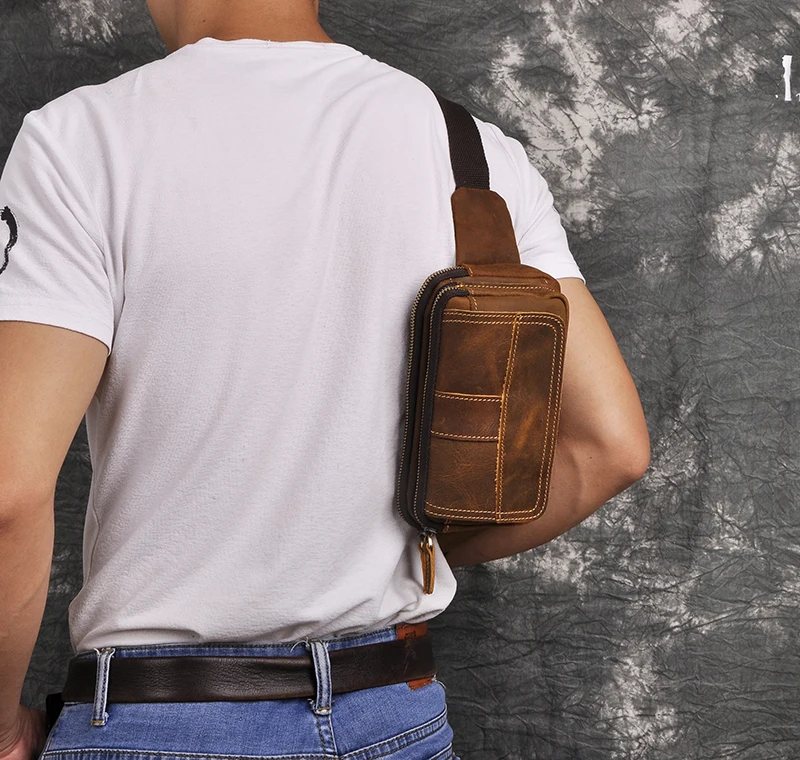 Модная качественная кожаная мужская сумка через плечо, дизайнерская Повседневная сумка для путешествий, чехол для сигарет, сумка на пояс для путешествий, мужская сумка 341