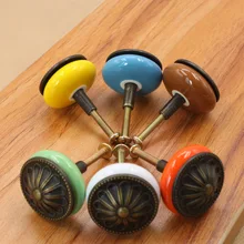 Керамическая ручка, импортные товары, европейский стиль, ящик для шкафа, одностворчатый круглый, винтажные медные ручки, стиль, пасторальный стиль, Wh