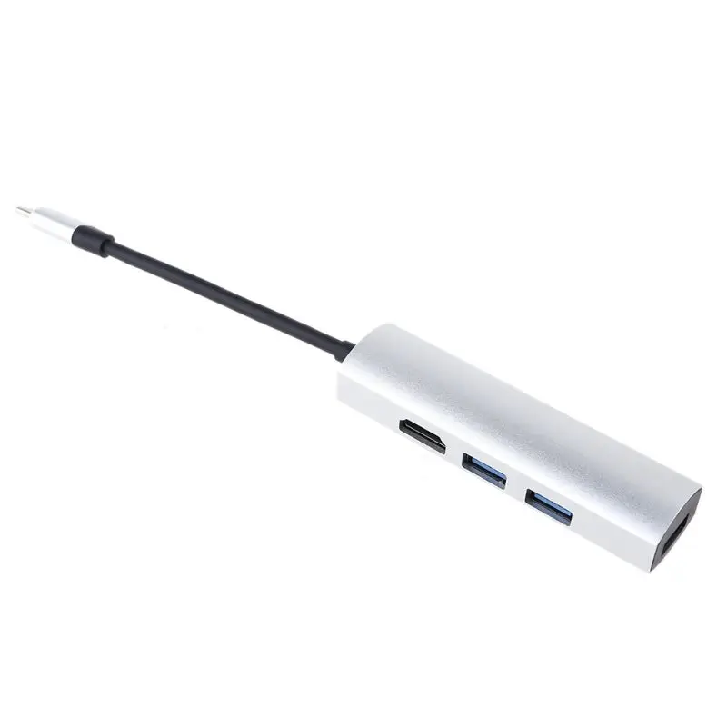 OOTDTY USB C до 3x USB 3,0 концентратор USB C до 4K дисплей адаптер для ноутбука ПК мобильный телефон - Цвет: Silver