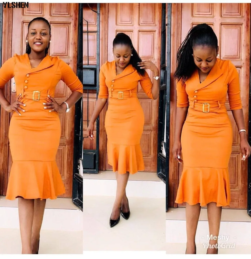 2020 New African Dresses for Women Dashiki African Clothes Bazin Riche Sexy Slim Half Sleeve Robe Africain Grown Africa Dress 03