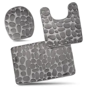 

Bathroom Rug Mats Set 3 Piece - Memory Foam Extra Soft Shower Bath Rugs – Contour Mat and Lid Cover - Perfect Combination of Lux