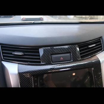 

ABS Carbon fibre For Nissan Navara NP300 accessories 2017 2018 2019 Car Styling Car middle air outlet Decoration Cover Trim
