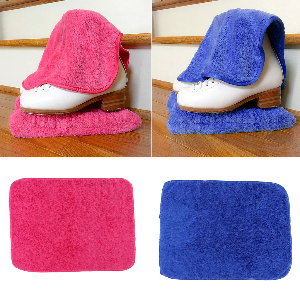 30x50cm/11.8x19.7inch Ultra Soft Ice Skate Cover Cleaning Cloth Wiper Knit Blue Pink Set of 2
