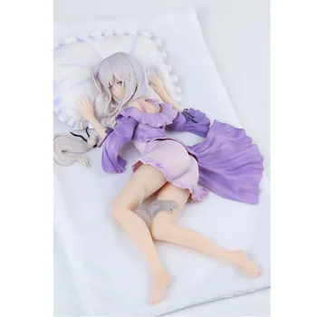 

25CM Anime Re:Life in a different world from zero Sleep Position Emilia GK PVC Action Figure Collection Model Toy M3328