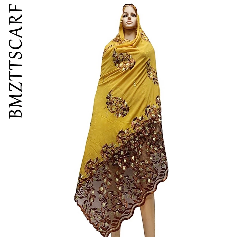 Африканские женские шарфы высокого качества шифоновый шарф с вышивкой Африканский хиджаб шарф для женщин шали BM740