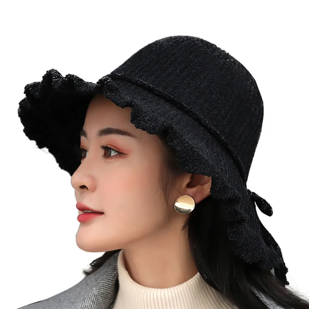Gorro feminino inverno, модная женская однотонная теплая шерстяная шапка из синели, вязаная шапка, Панама, Солнцезащитная шапка# G4