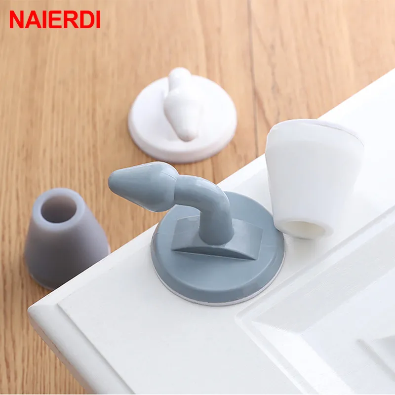 NAIERDI ABS Silicone Door Stopper Door Lock Protective Pad Anti-Collision Protection Self Adhesive Doorstop Wall Protectors