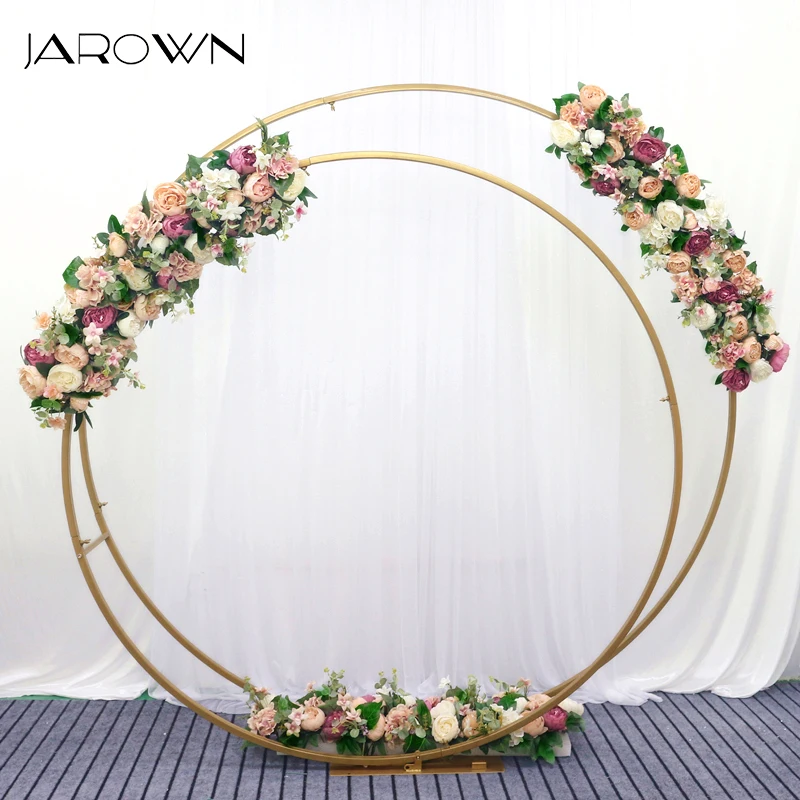 

JAROWN New Wrought Iron Double Ring Arch Flower Stand Rose Flower Row Wedding Artificial Flowers Background Decoration