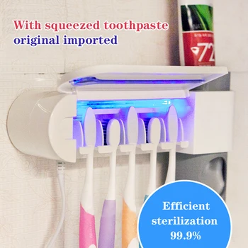 

Antibacteria UV Toothbrush Holder Automatic Toothpaste Dispenser Sterilize Home Cleaner Sterilize Bathroom Accessories Set