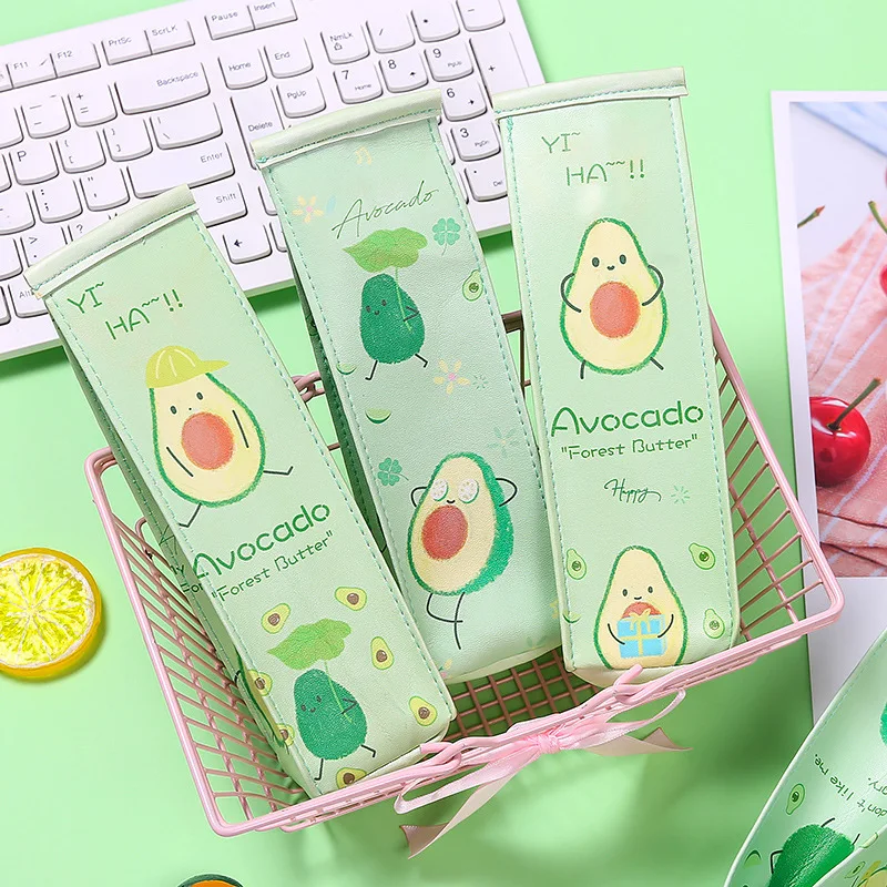 

Cute Avocado Kawaii Pencil Case School Pencil Case for Girls Boys Leather Milk Pen Box Pencilcase Stationery Bag School Supplies