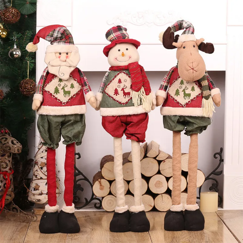 

New Year Gifts Christmas Doll Retractable Standing Santa Claus Snowman Elk Figures Toys Christmas Decorations for Home Navidad
