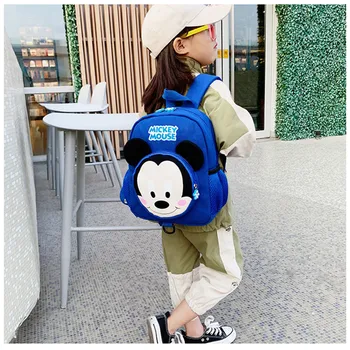 

Disney Mickey Shoulders Package Children Red Blue Canvas Bag With Traction Rope Travelling Bag Kids Cartoon Girls Boys Bags 2020