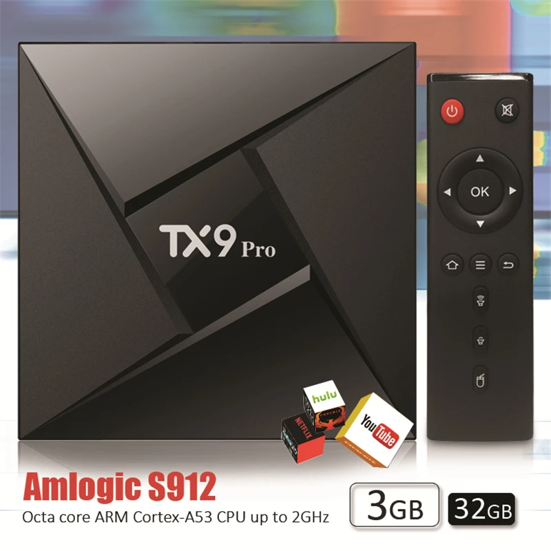 ILEPO TX9 PRO Android 7,1 Смарт ТВ приставка Amlogic S912 Восьмиядерный 3 ГБ 32 ГБ Поддержка 2,4+ 5,8 ггц WiFi Арабский Ip tv Evpad h tv