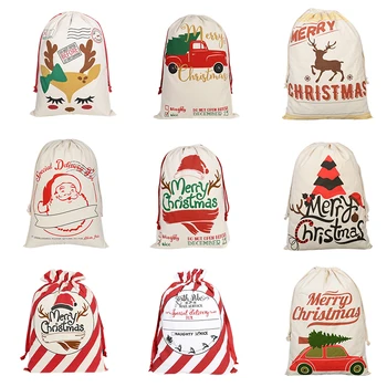 

Santa Sacks Large Santa Claus Bag Christmas Kid Gift Bags Drawstring Cotton Bags 16 New Styles